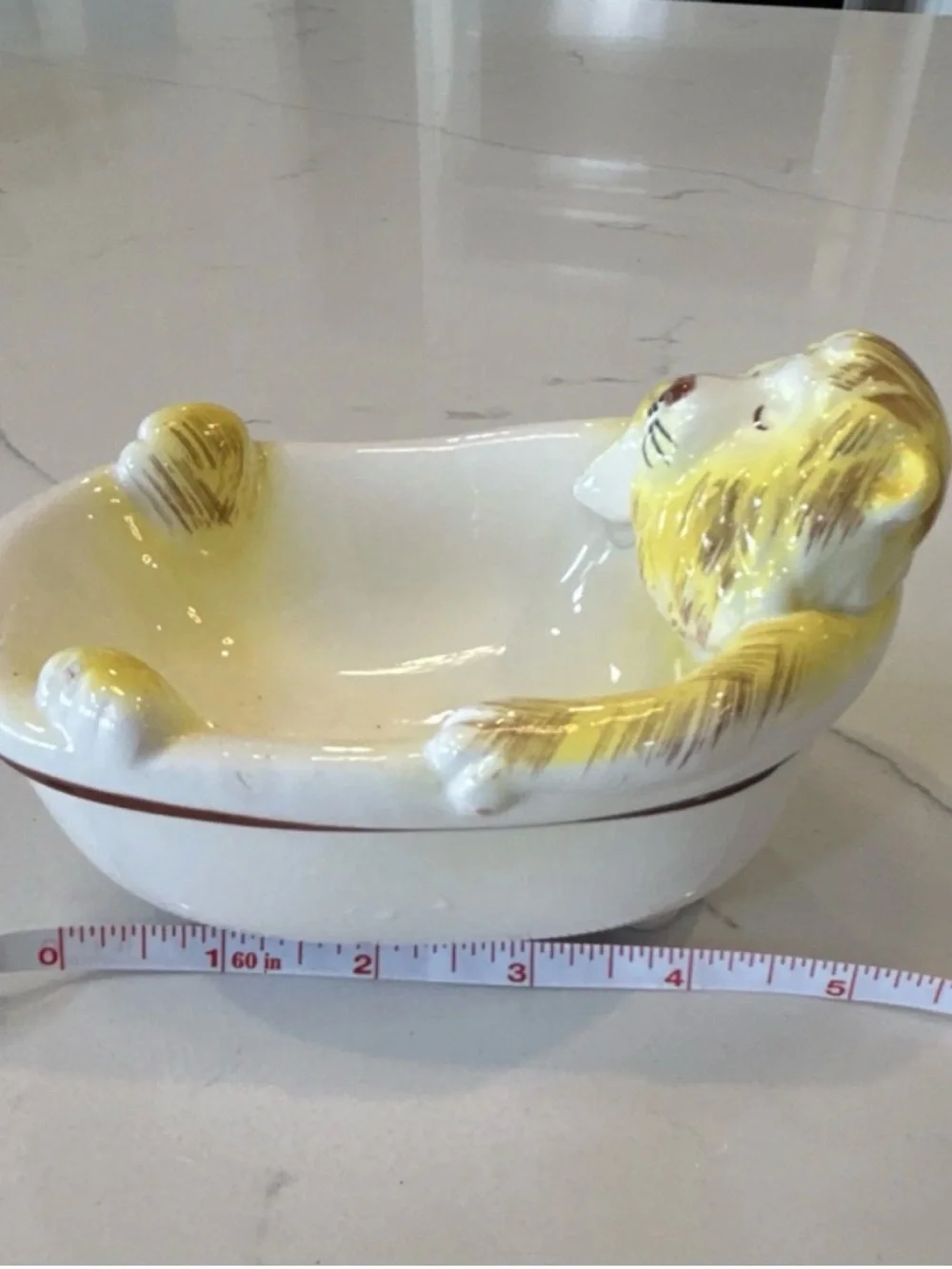 Seymour Mann Ceramic Lion Soap Dish - Yellow and White
